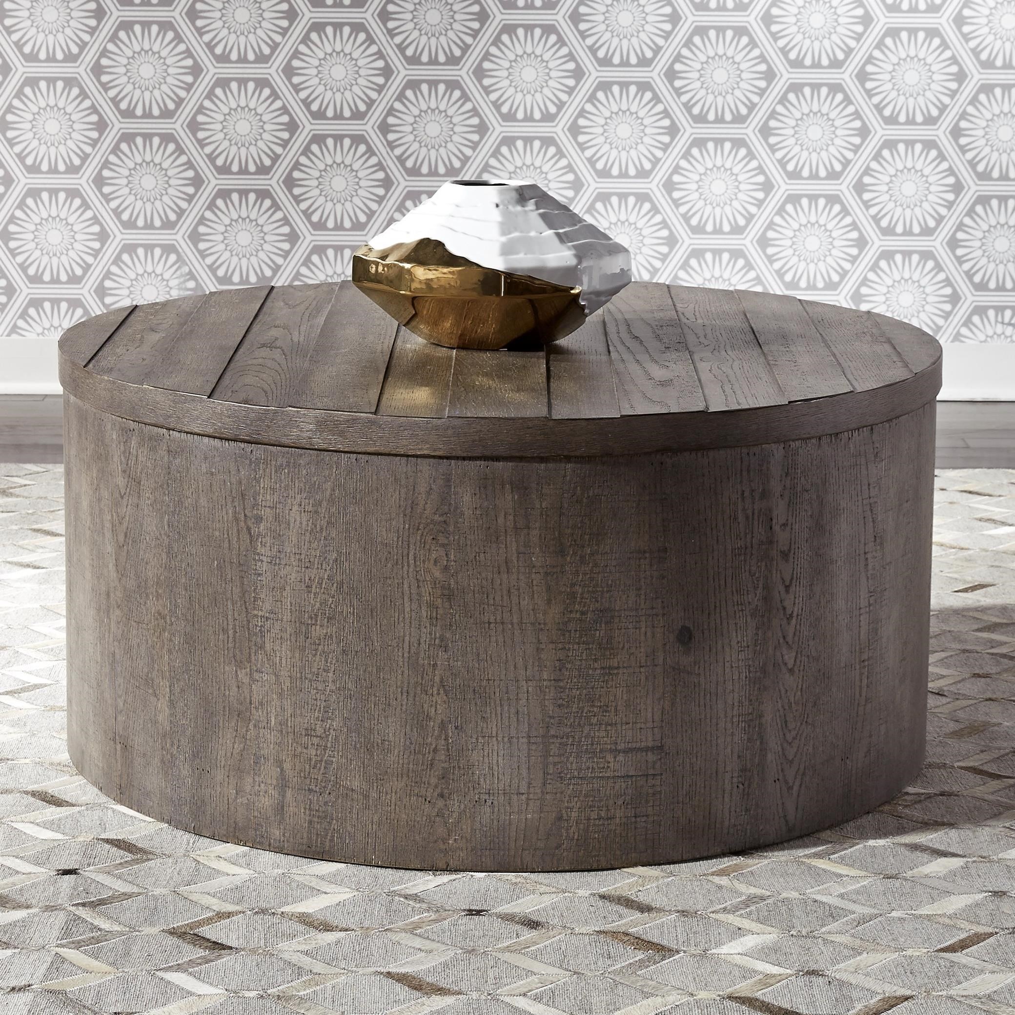 Libby Modern Farmhouse Contemporary Round Drum Cocktail Table